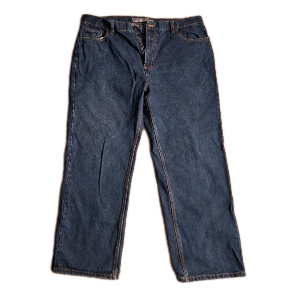 Mens 100% Cotton Jeans Dark Blue 40 x 30 straight leg